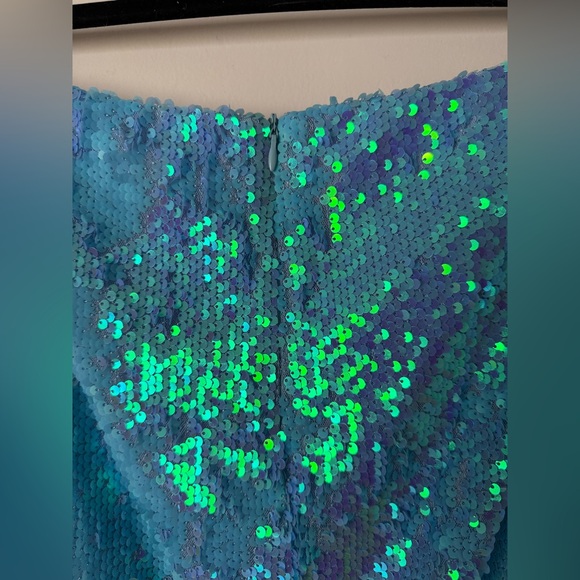 NWOT L'AGENCE Fully Sequined Maxi Skirt In Cloud Blue - Picture 10 of 16